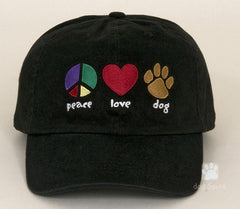 Peace Love Dog Embroidered Baseball Hat