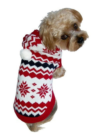 Fair Isle White Snowflake Hoodie Sweater