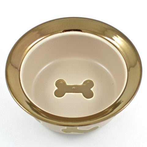 Large Nappa Matte Metallic Champagne Dog Bowl