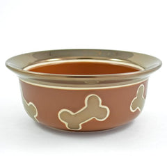 Large Nappa Matte Metallic Copper Dog Bowl