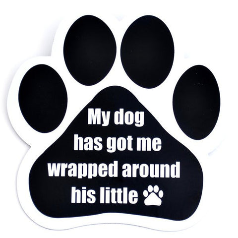 My Dog Has Got Me Wrapped Around Her Little Paw Car Magnet