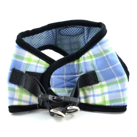 Pacfic Blue Plaid Ultra Choke Free Dog Harness