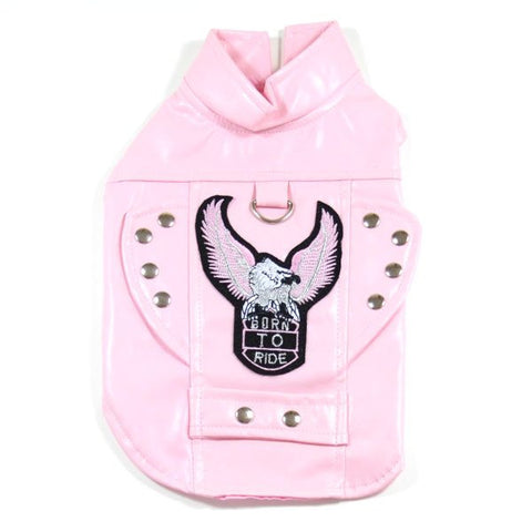 Pink Born to Ride Motorcycle Dog Jacket