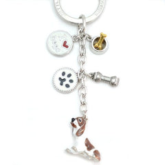 Basset Hound Enameled Charm Key Chain