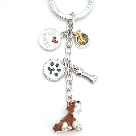 Beagle Enameled Charm Key Chain