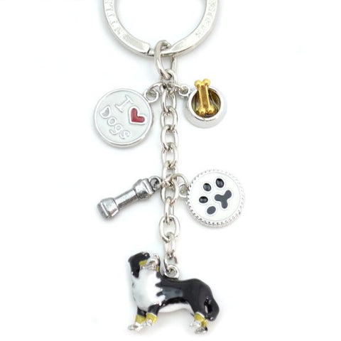 Bernese Mountain Dog Enameled Charm Key Chain