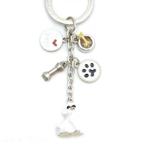 Bichon Frise Enameled Charm Key Chain