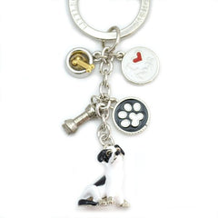 Border Collie Enameled Charm Key Chain