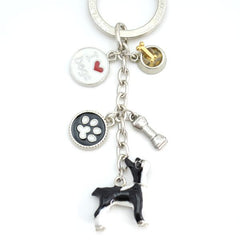 Boston Terrier Enameled Charm Key Chain