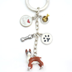 Boxer Enameled Charm Key Chain