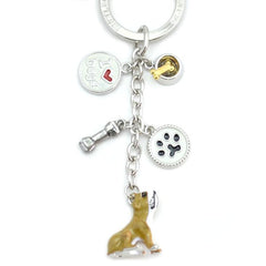 Bulldog Enameled Charm Key Chain