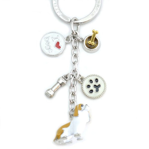 King Charles Spaniel Enameled Charm Key Chain