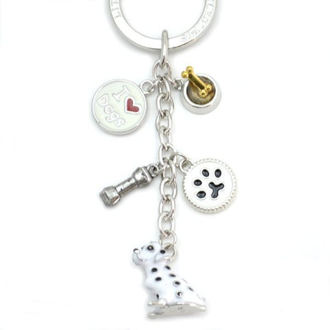 Dalmatian Enameled Charm Key Chain