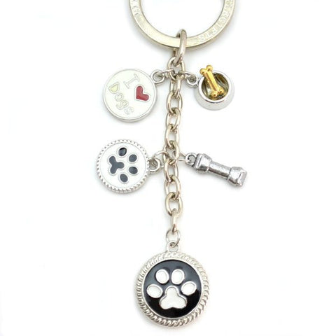 Dog Paw Print Enameled Charm Key Chain