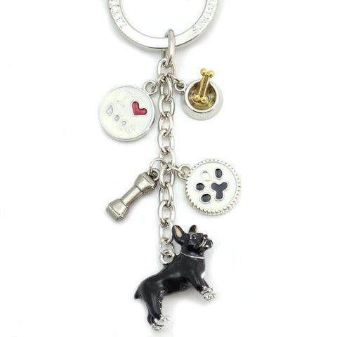 French Bulldog Enameled Charm Key Chain