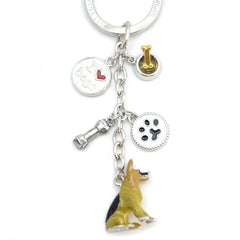 German Shepherd Enameled Charm Key Chain