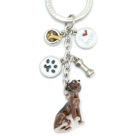 Greyhound Enameled Charm Key Chain