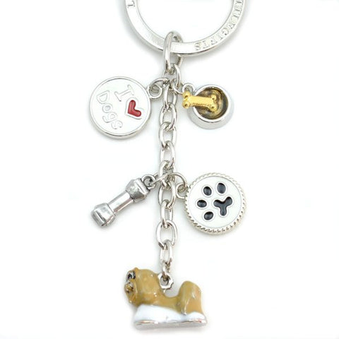 Lhasa Apso Enameled Charm Key Chain