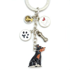 Miniature Pinscher Enameled Charm Key Chain