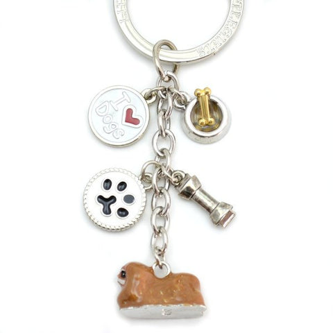 Pekingese Enameled Charm Key Chain