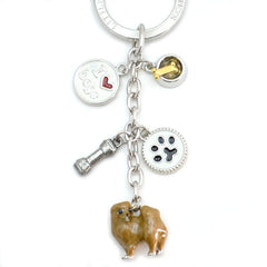 Pomeranian Enameled Charm Key Chain