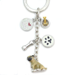 Pug Enameled Charm Key Chain