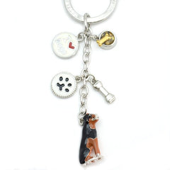 Rottweiler Enameled Charm Key Chain