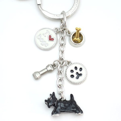 Scottish Terrier Enameled Charm Key Chain