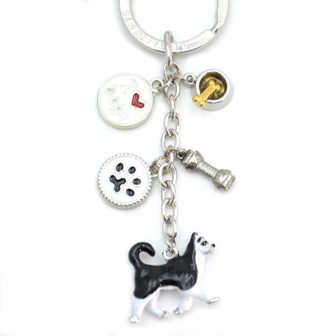 Siberian Husky Enameled Charm Key Chain