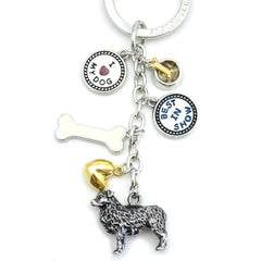 Australian Shepherd Metal Charm Key Chain