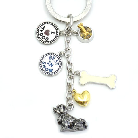 Bearded Collie Metal Charm Key Chain