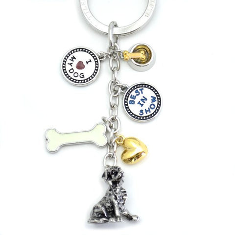 Border Collie Metal Charm Key Chain