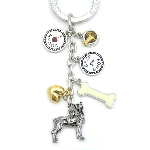 Boston Terrier Metal Charm Key Chain