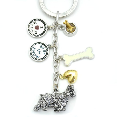 English Cocker Spaniel Metal Charm Key Chain