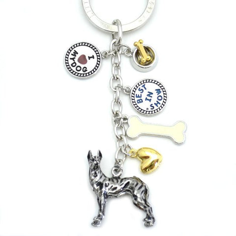 Great Dane Metal Charm Key Chain