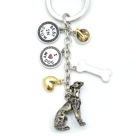 Greyhound Metal Charm Key Chain