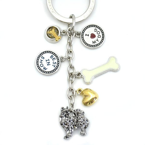 Pomeranian Metal Charm Key Chain