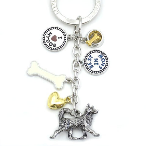 Siberian Husky Metal Charm Key Chain