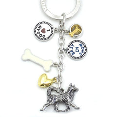 Siberian Husky Metal Charm Key Chain