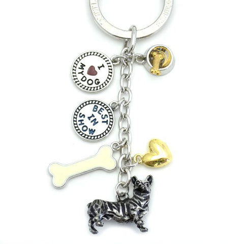 Welsh Corgi Metal Charm Key Chain