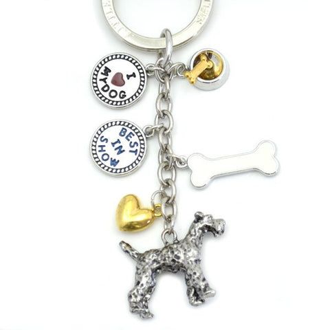 Wirehaired Terrier Metal Charm Key Chain