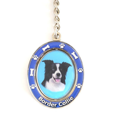 Border Collie Spinning Key Chain