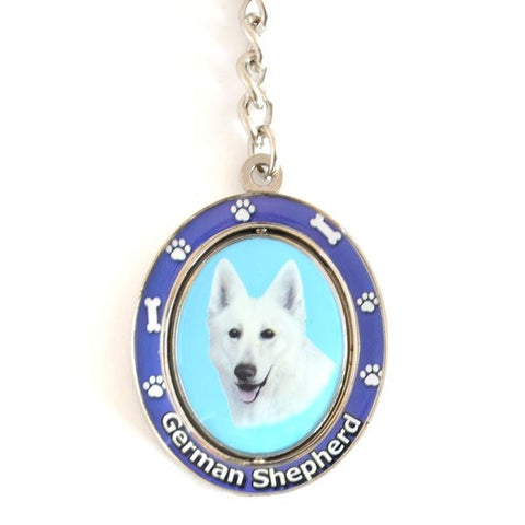 German Shepherd (White) Spinning Key Chain