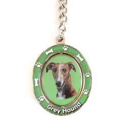 Greyhound (Brindle) Spinning Key Chain