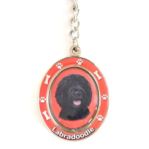 Labradoodle (Black) Spinning Key Chain