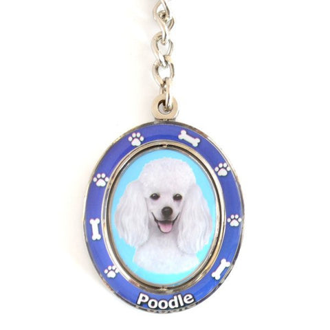 Poodle (White) Spinning Key Chain