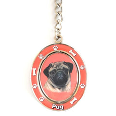 Pug Spinning Key Chain