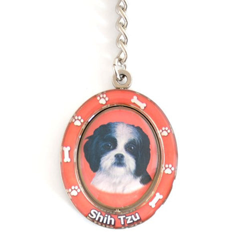 Shih Tzu (Black and White Puppy Cut) Spinning Key Chain