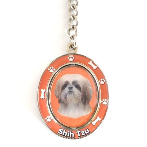 Shih Tzu (Tan and White Puppy Cut) Spinning Key Chain