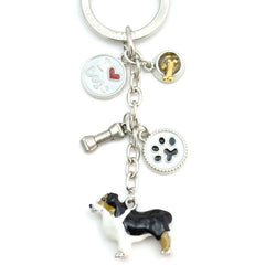 Australian Shepherd Enameled Charm Key Chain